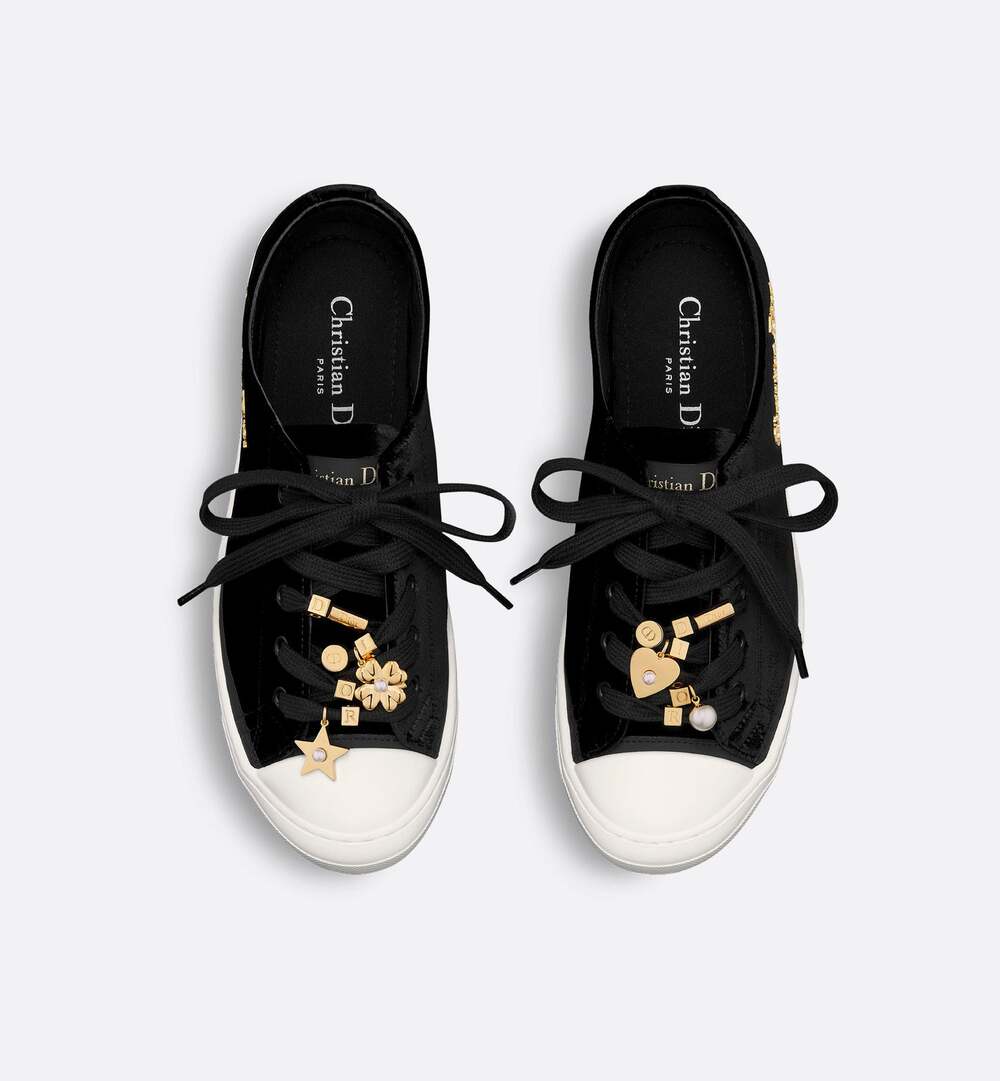 Christian Dior Black Lucky Lace Up Sneaker Gold Lucky Charms US 9 Quiet Luxury